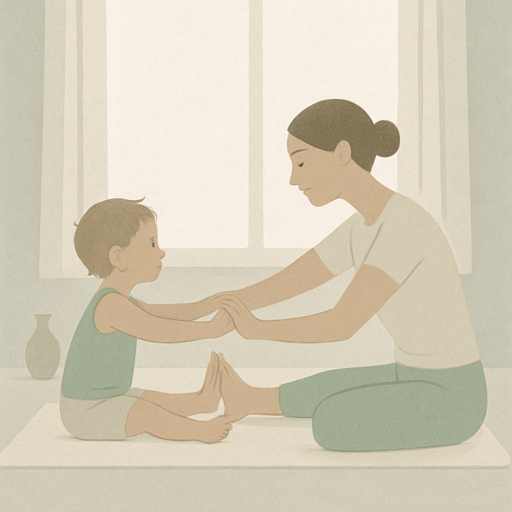 Mother And Child Morning Stretch By The Window paint by color