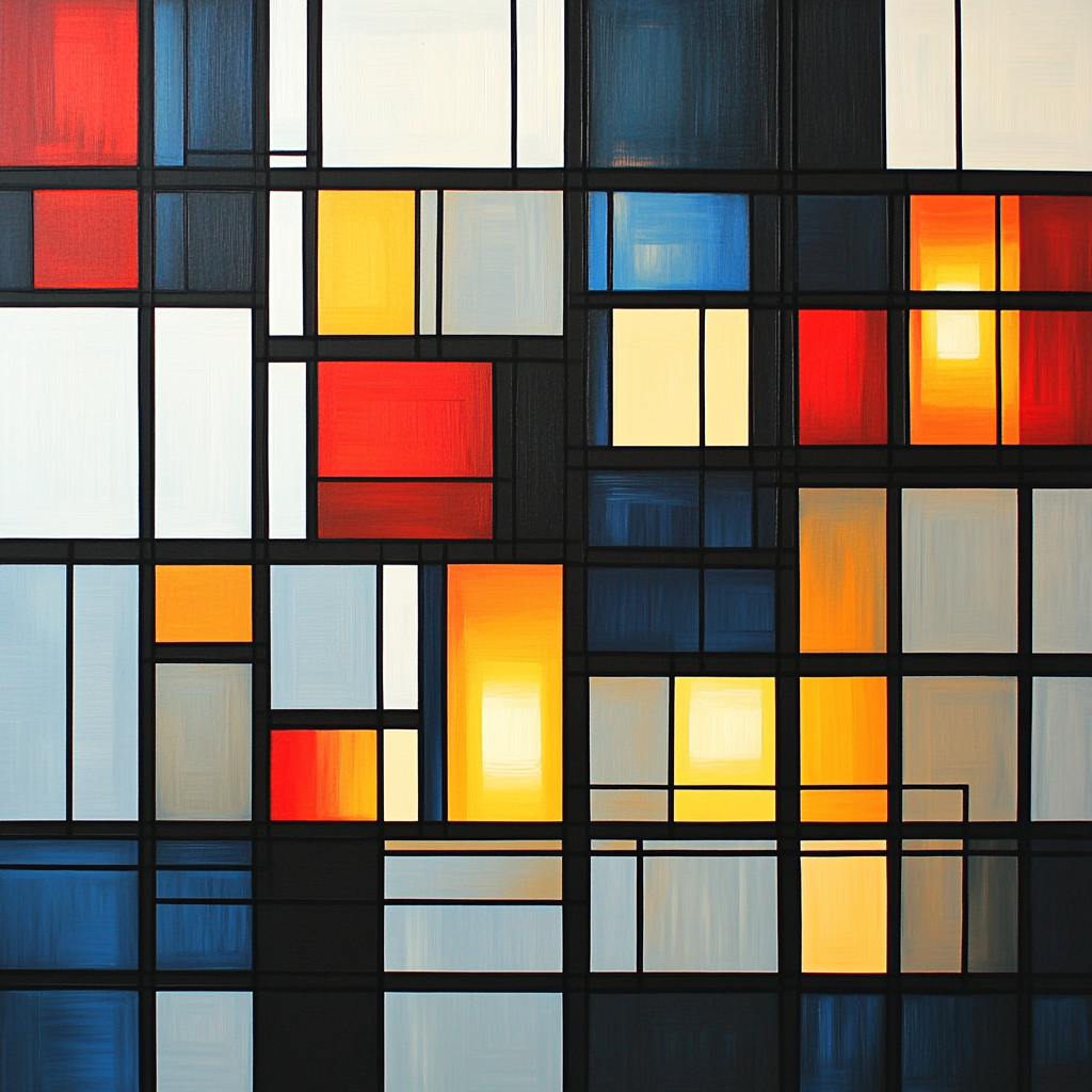 Piet Mondrian Inspired City Grid At Dusk Numbered painting kits