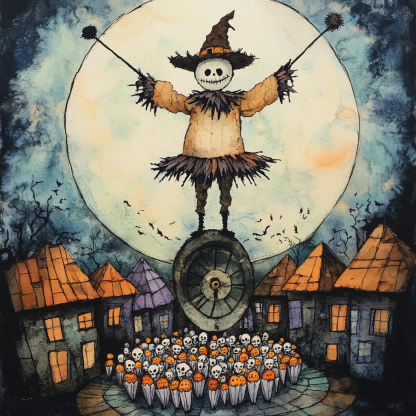 Clocktower With Spooky Marionette Parade paint by numbers