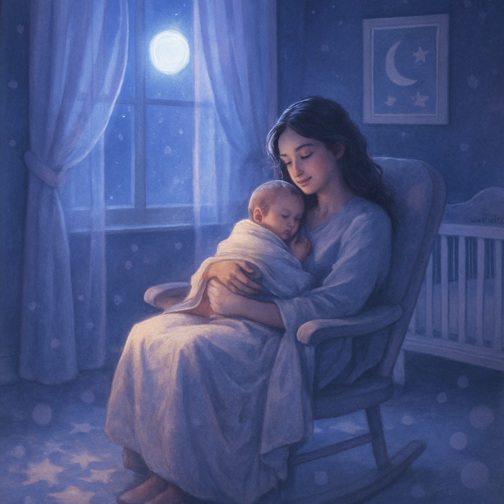 Midnight Lullaby In A Moonlit Nursery paint by color