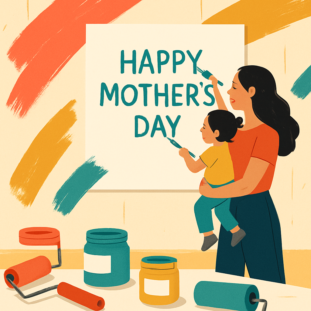 Mother And Child Painting A Thank You Wall Paint by numbers art