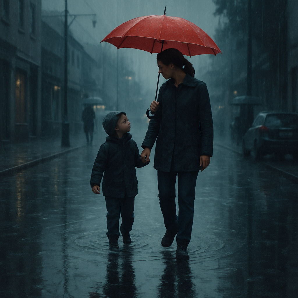 Rainy Day Umbrella Walk Together Painting by numbers kit