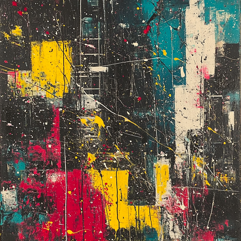 Jackson Pollock Inspired Citylights Rhythm Number painting