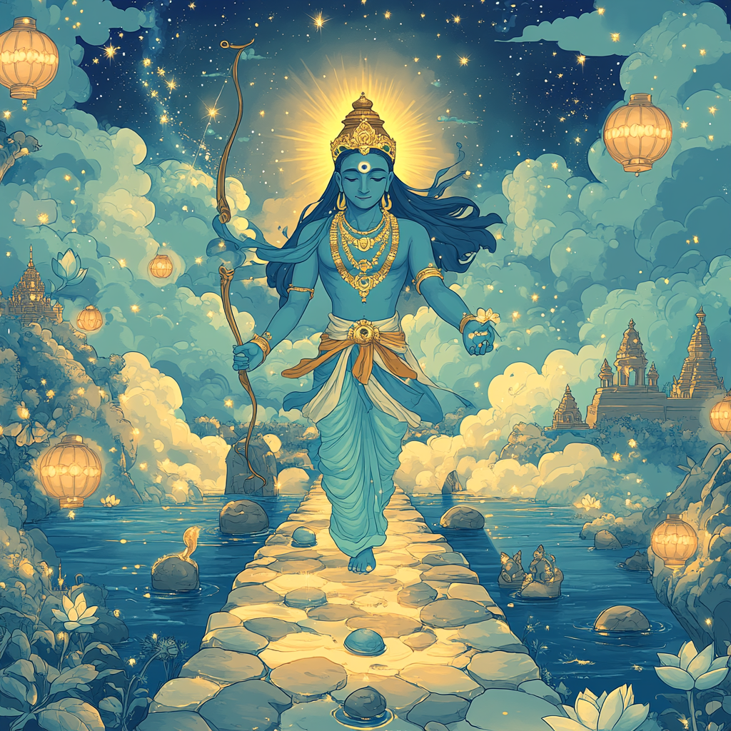 Celestial Bridge Rama Procession Paint by numbers art