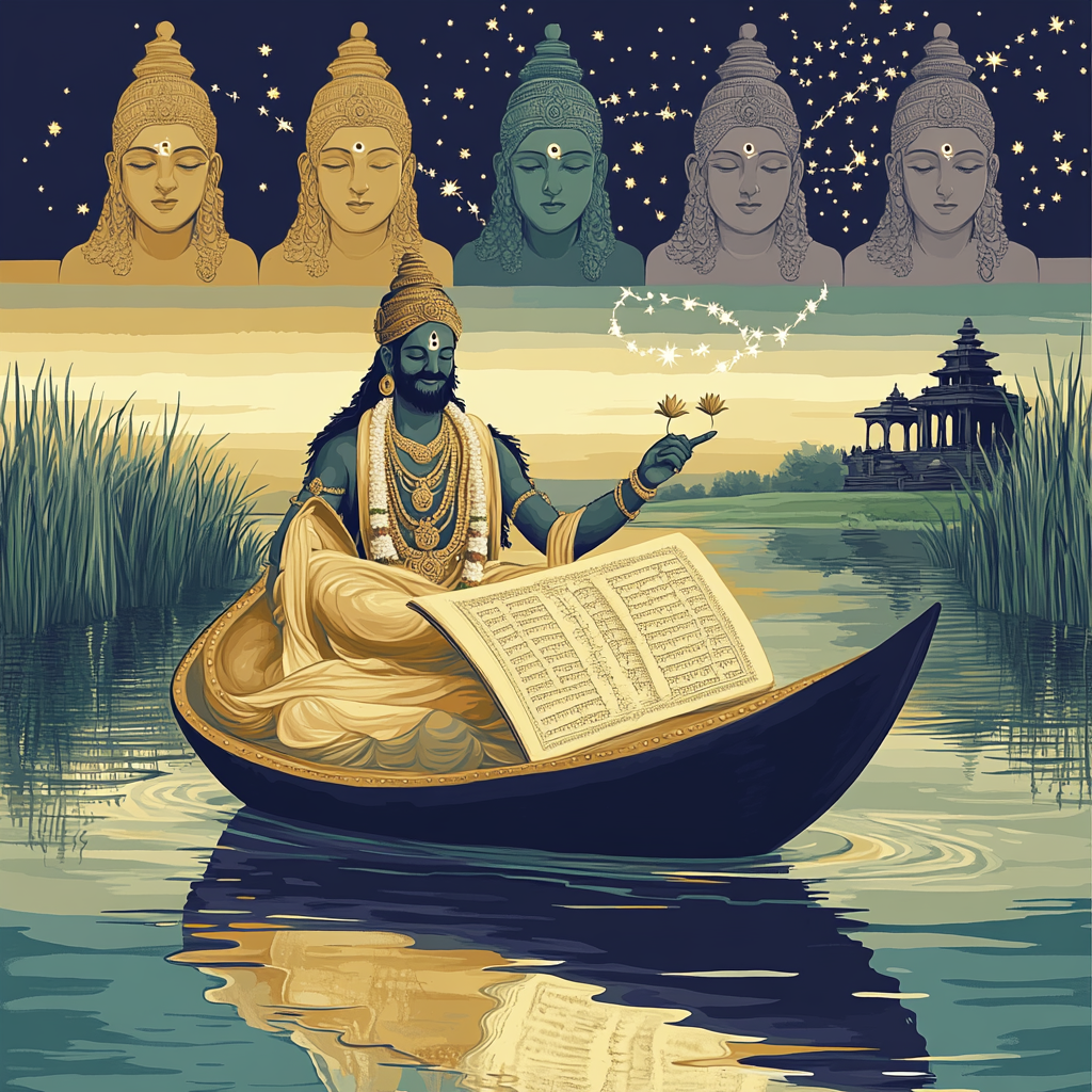 Brahma And The Cosmic Manuscript Boat Numbered painting kits