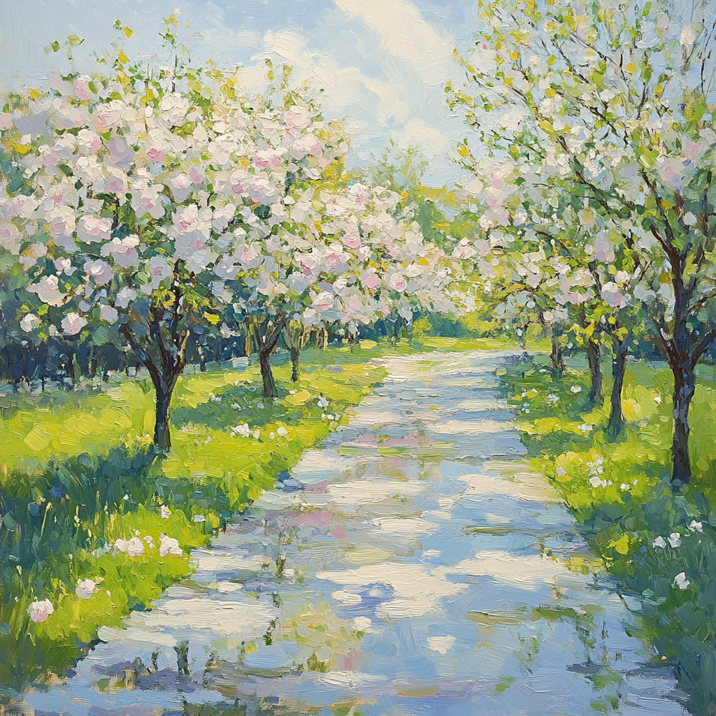 Claude Monet Inspired Spring Orchard After Rain Light Study paint by number