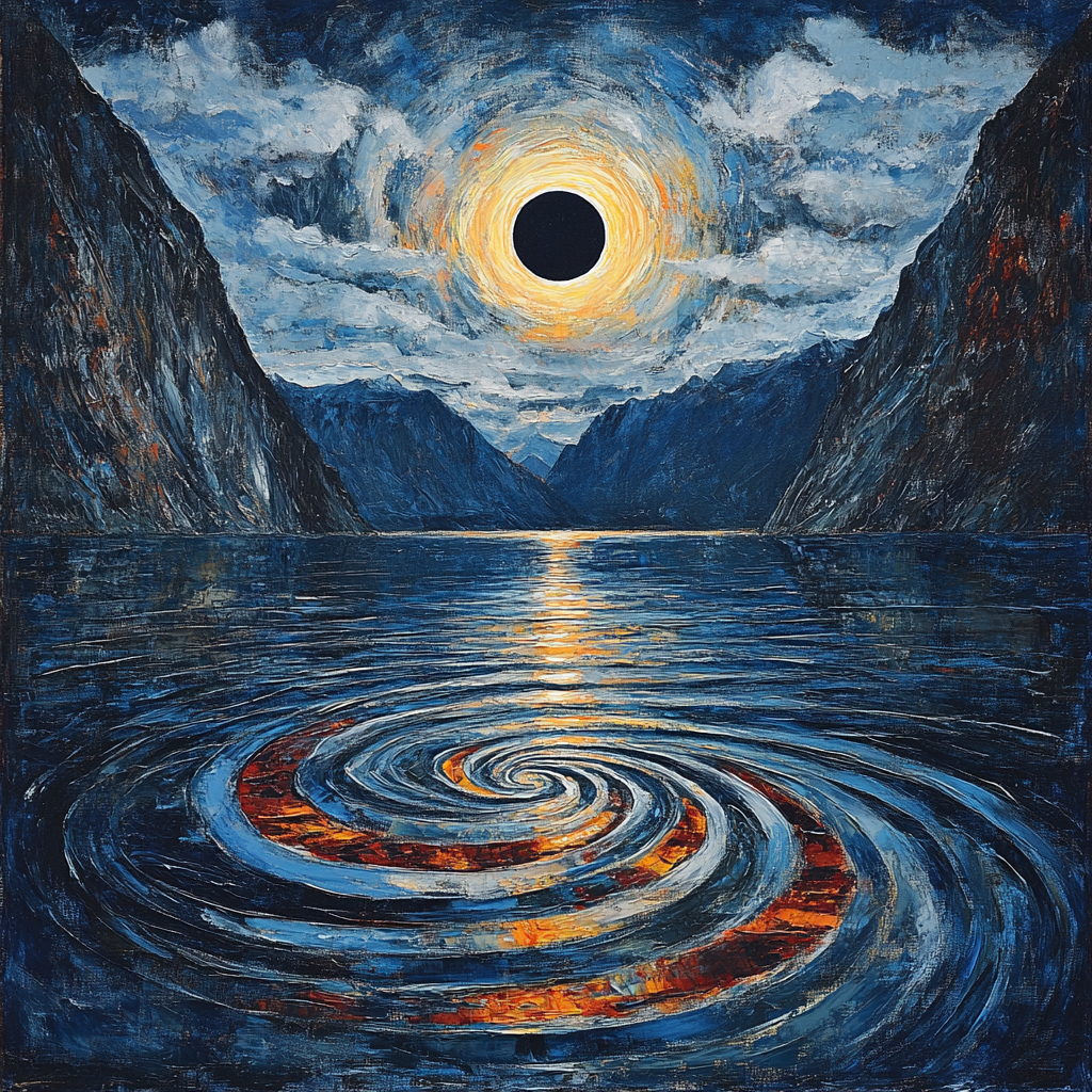 Edvard Munch Inspired Tidal Eclipse Over The Fjord paint by color