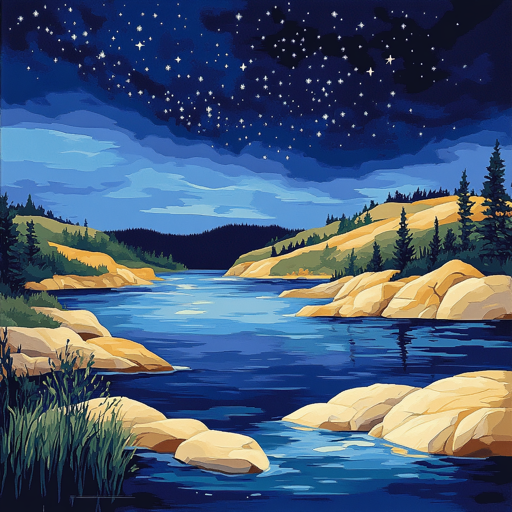Franklin Carmichael Inspired Quartz Ridge And Starlit Bay painting number kit