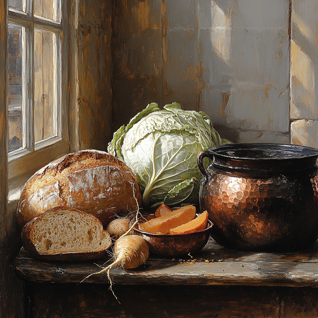 Diego Velázquez Inspired Market Still Life In Misty Ochres DIY paint by numbers