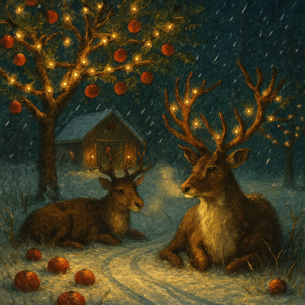 Reindeer Rest At The Candlelit Orchard paint by numbers