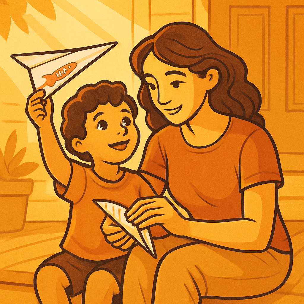 Rocket Ship Paper Airplane Promise Number painting