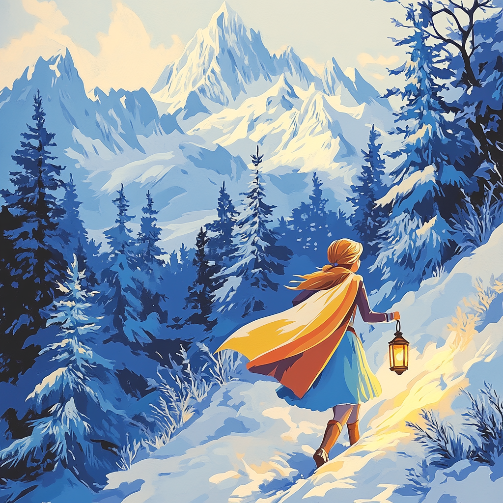 Anna Snowy Mountain Trail Adventure Disney Inspired Number painting