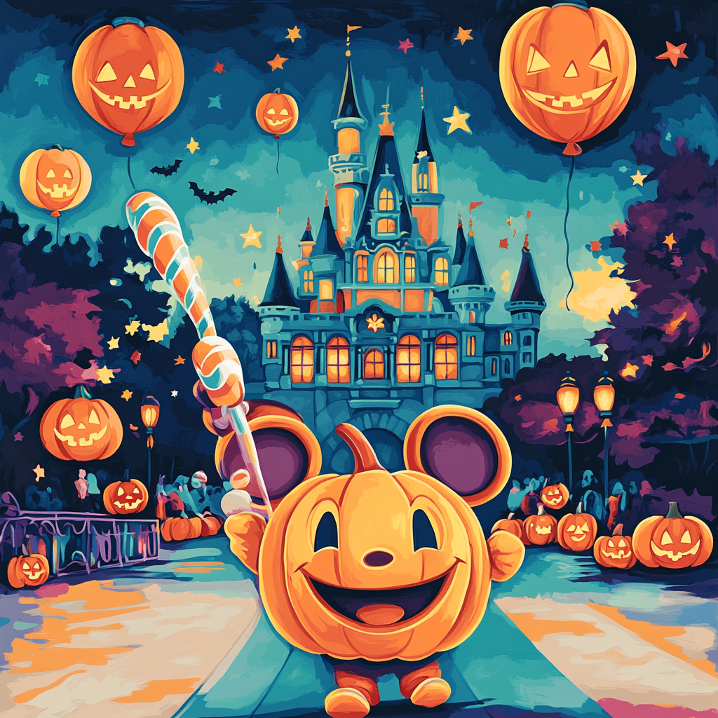 Starlit Pumpkin Parade At The Storybook Castle paint by color