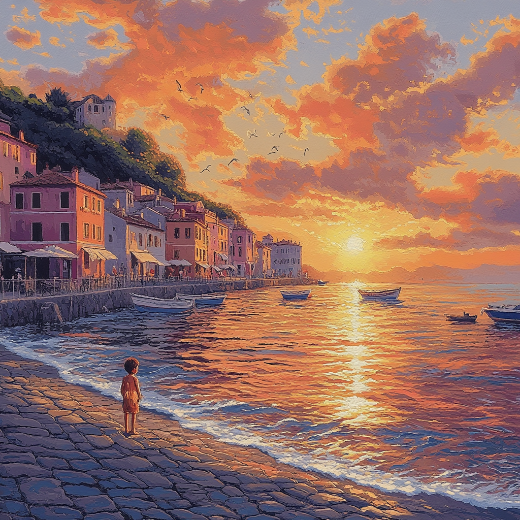 Luca Sea To Shore Sunset Moment Disney Inspired paint by numbers
