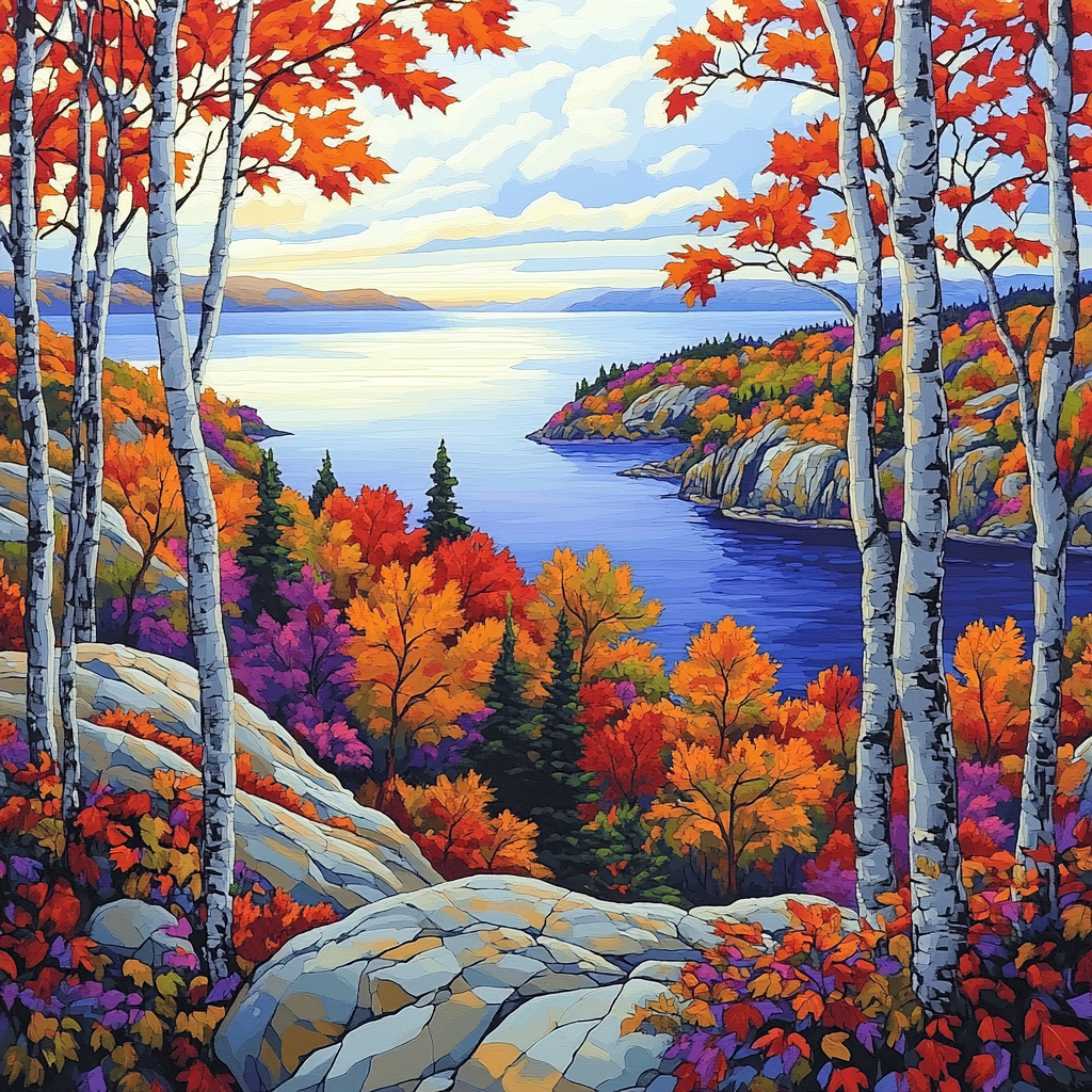 Franklin Carmichael Inspired Autumn Ridge And Shimmering Bay DIY paint by numbers