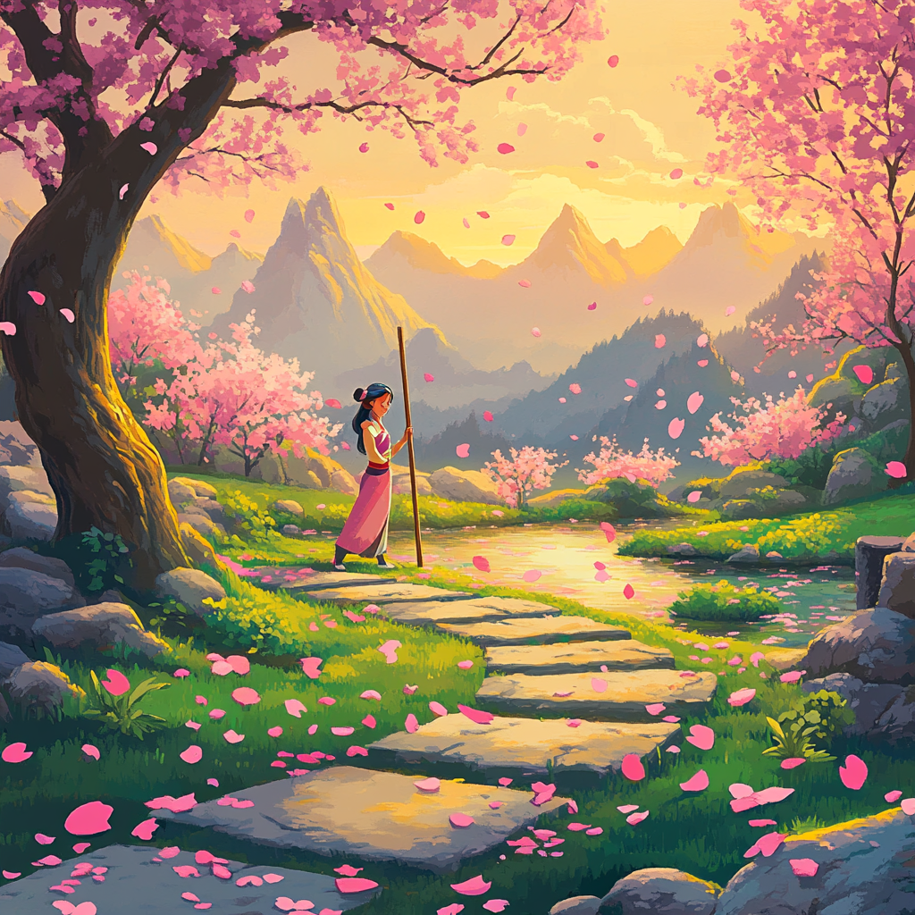 Mulan Blossom Training Morning Disney Inspired paint by number