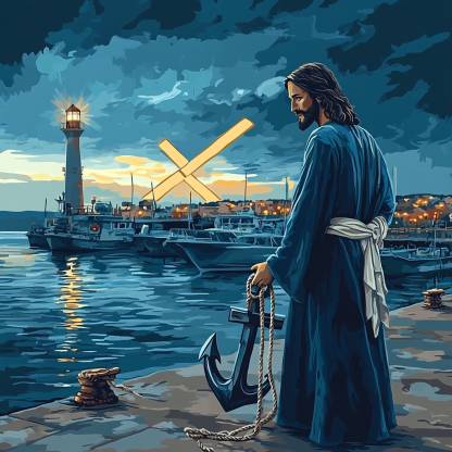 Night Harbor, Jesus As Anchor Of Hope Paint by numbers kits
