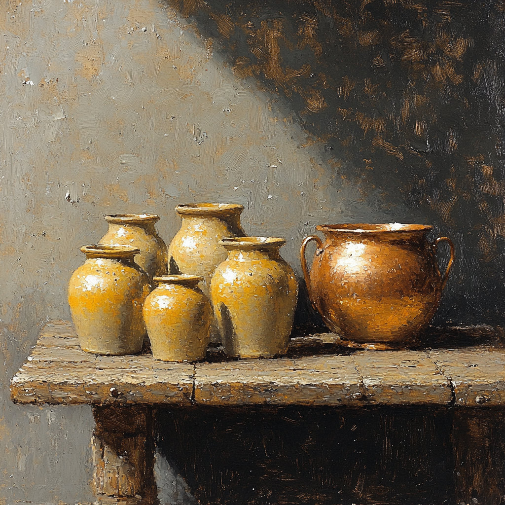 Diego Velázquez Inspired Silvery Bodegon Of Earthenware And Copper In Diffused Window Light painting number kit