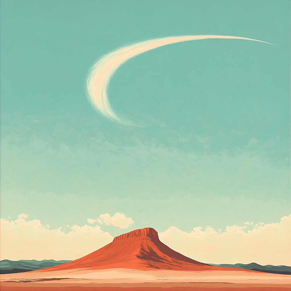 Georgia O’Keeffe Inspired Comet Wind Over Red Mesa paint by color