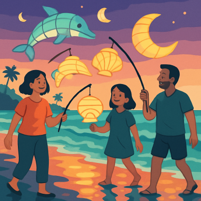 Beach Lantern Parade paint by numbers