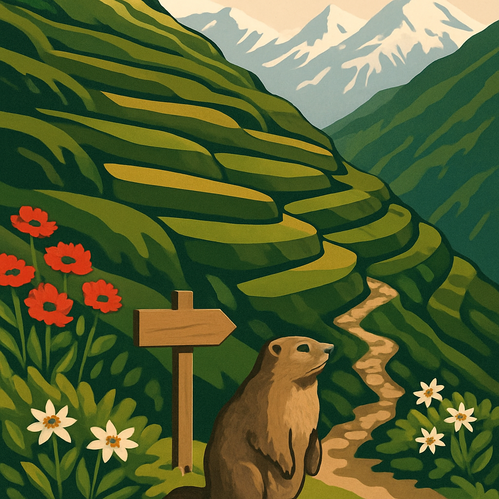 Alpine Tea Terrace With Mountain Horizon Paint by numbers art