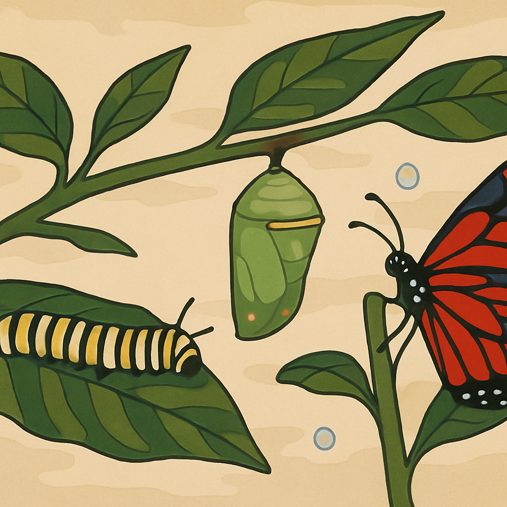 Cocoon To Butterfly Transformation Path Number painting