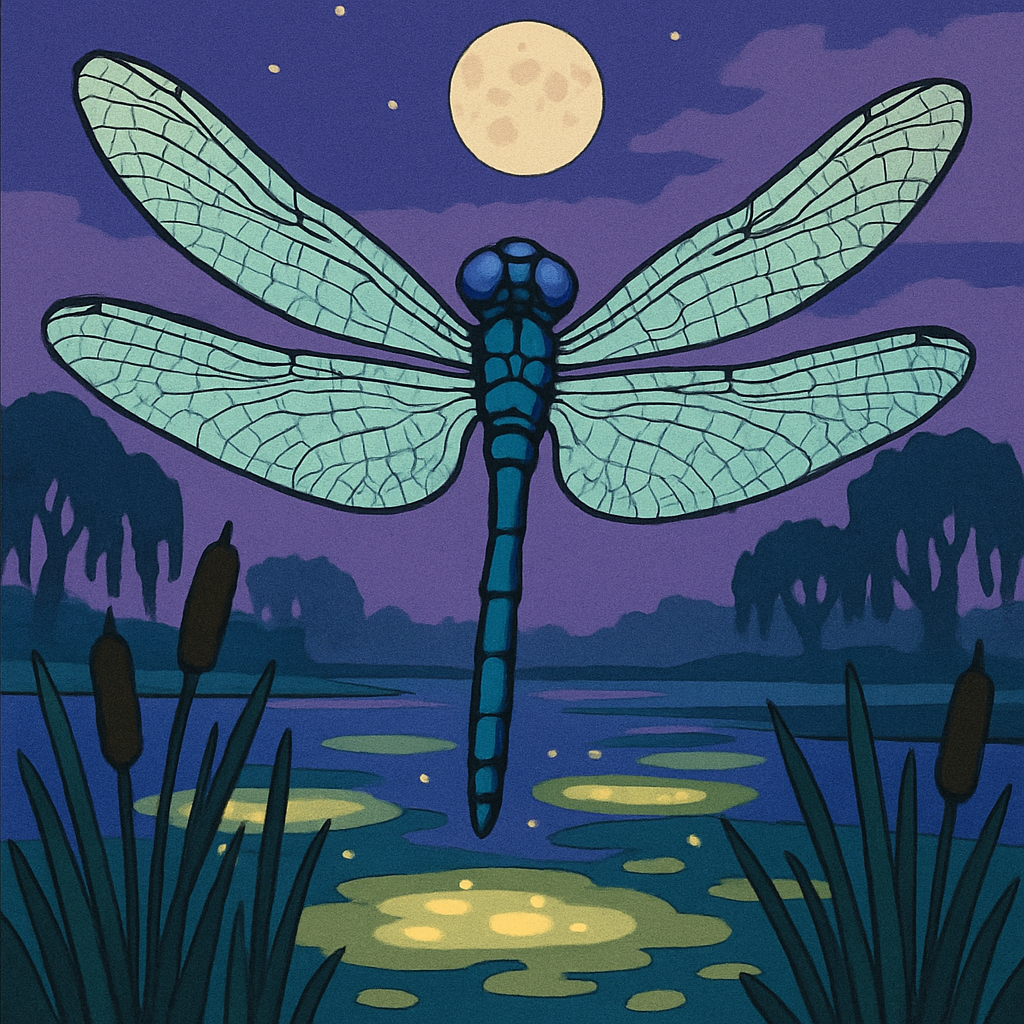 Marsh Lanterns With Dragonfly Hover Numbered painting kits