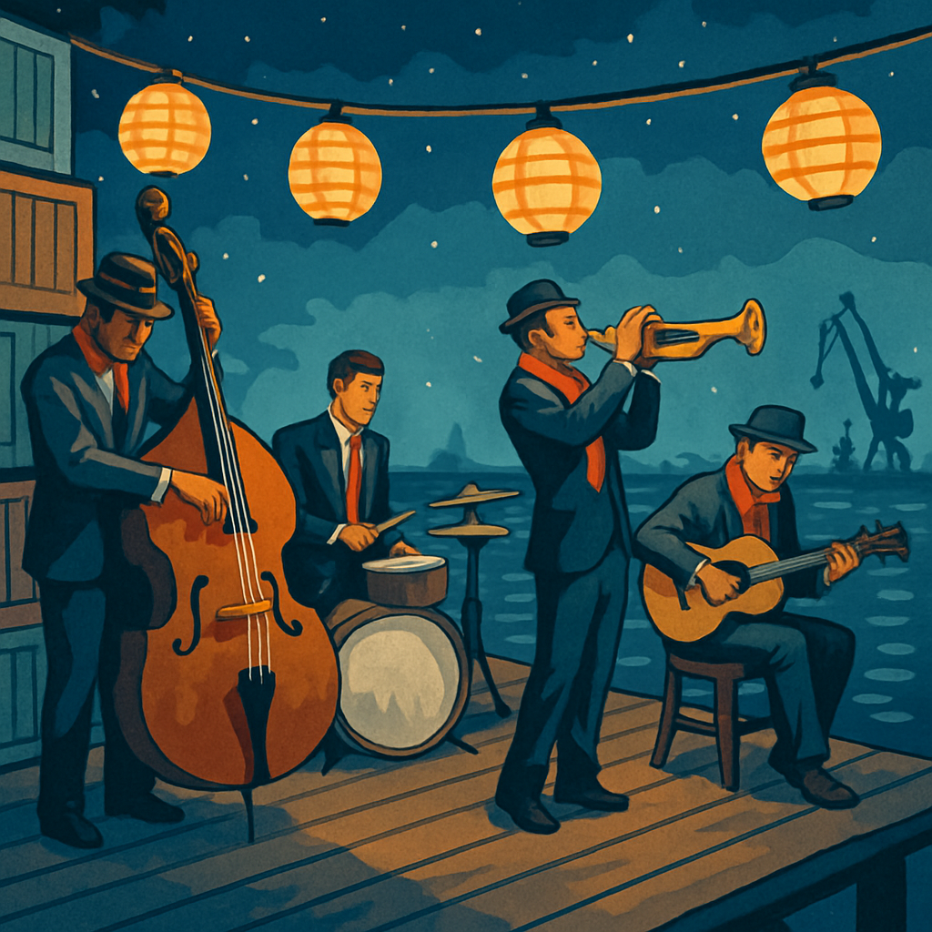 Harbor Lanterns With Jazz Echoes paint by number