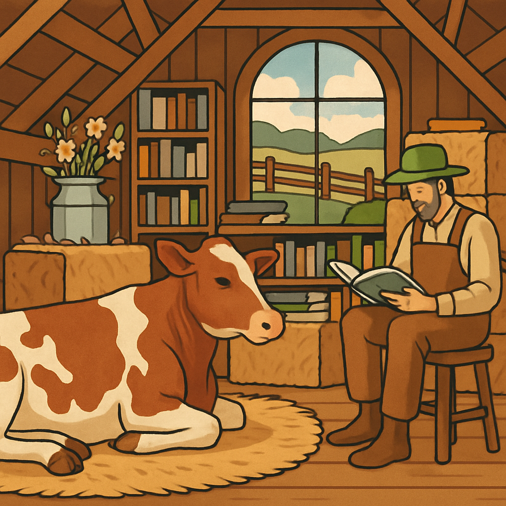 Library Loft With Cow Mural Numbered painting kits