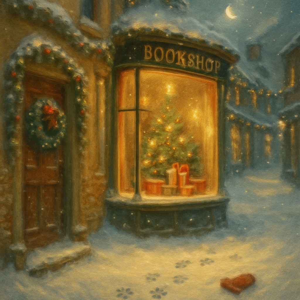 The Cozy Bookshop Window Snowglobe Street Paint by numbers art