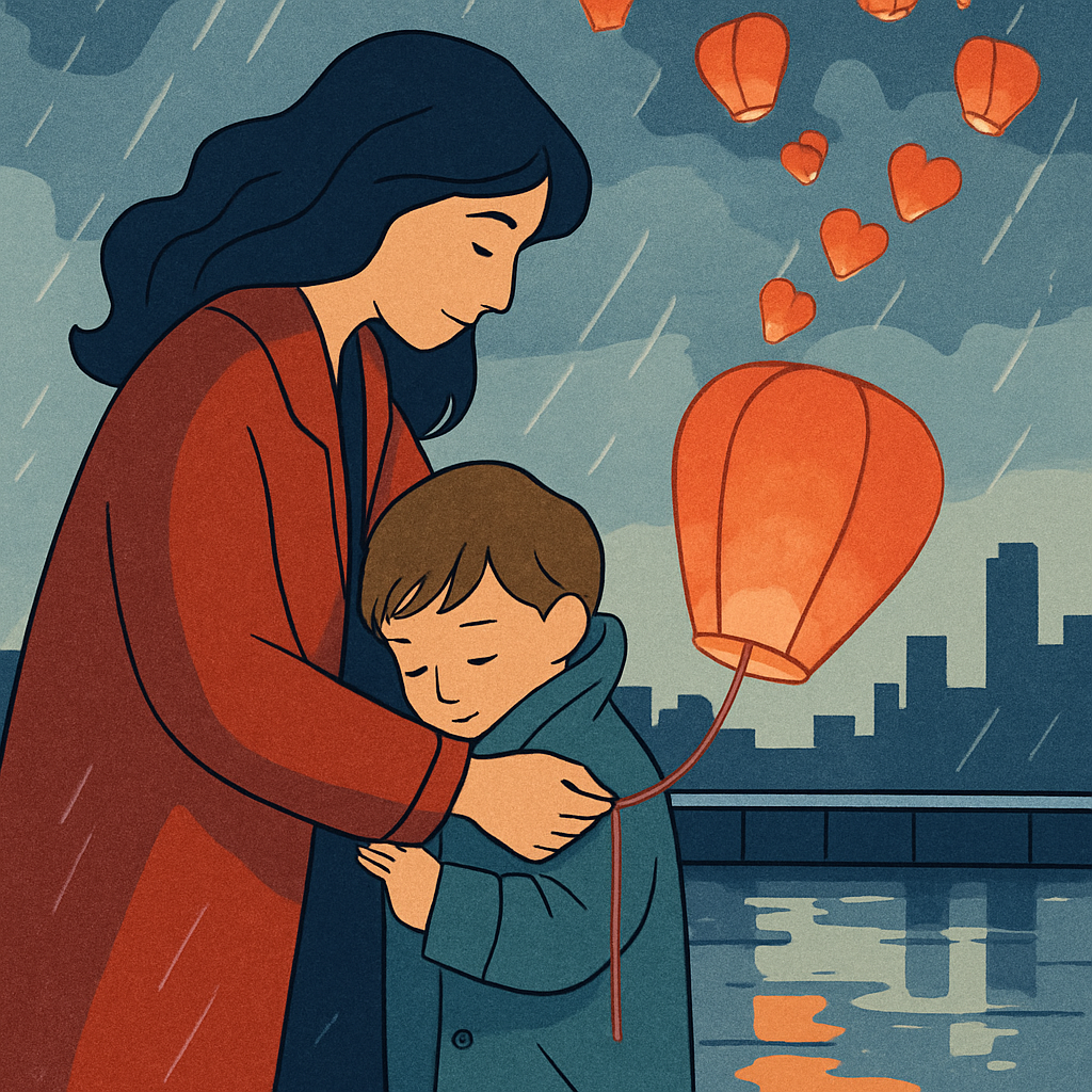 Paper Lanterns With Mother And Child Promise paint by color