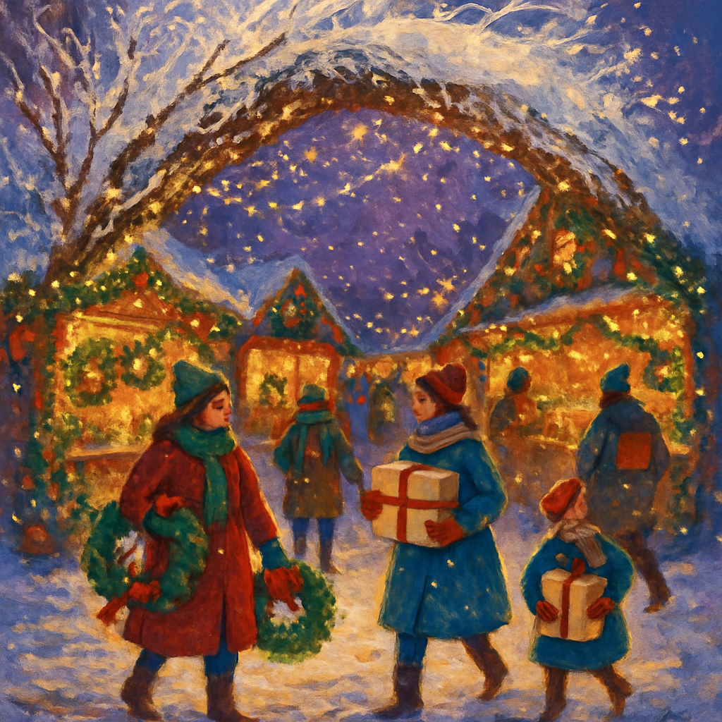 Holiday Market Under A Crystal Snow Arch Number painting