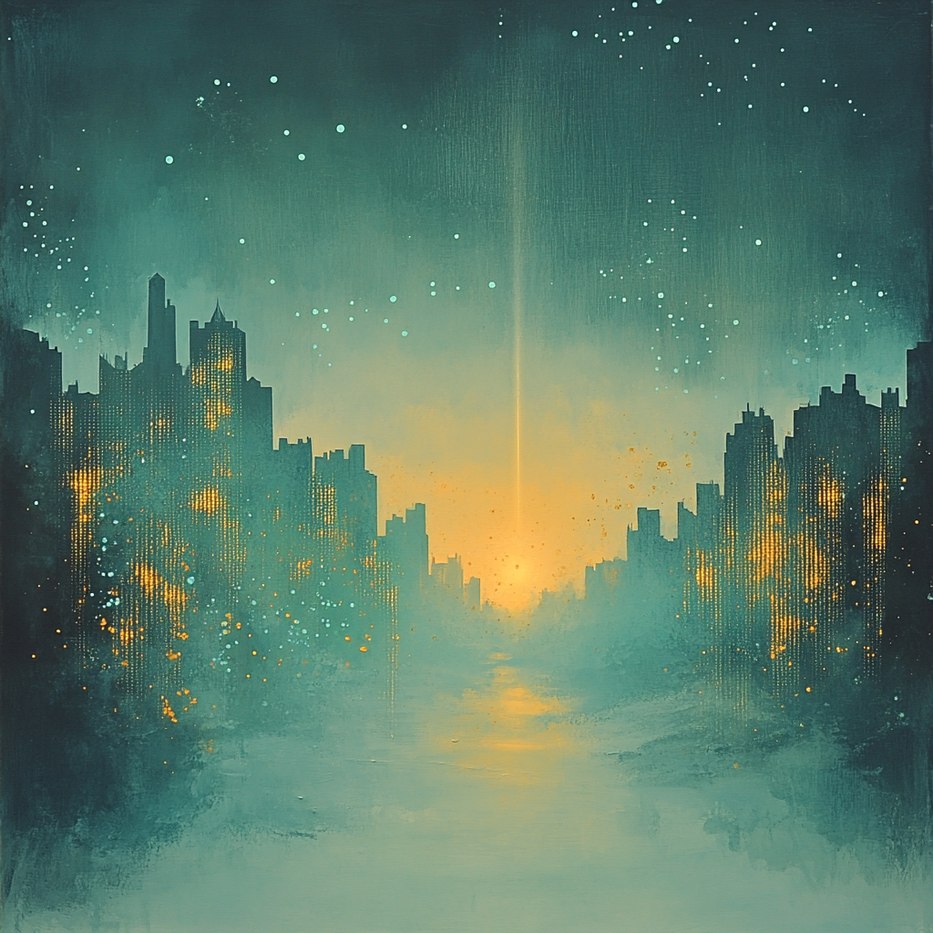 Caravaggio Inspired Bioluminescent Citylights Haze painting number kit