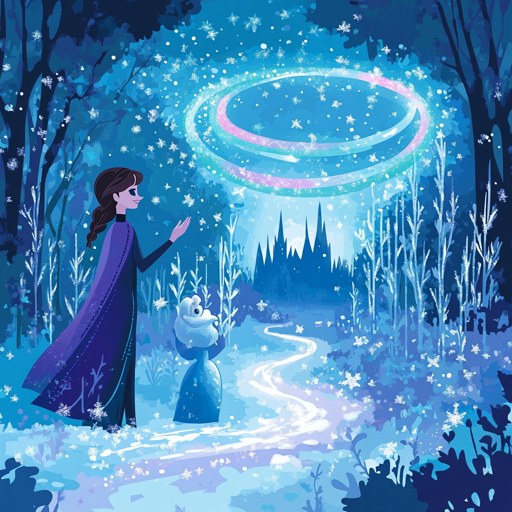 Elsa And Olaf Aurora Ice Garden paint by number