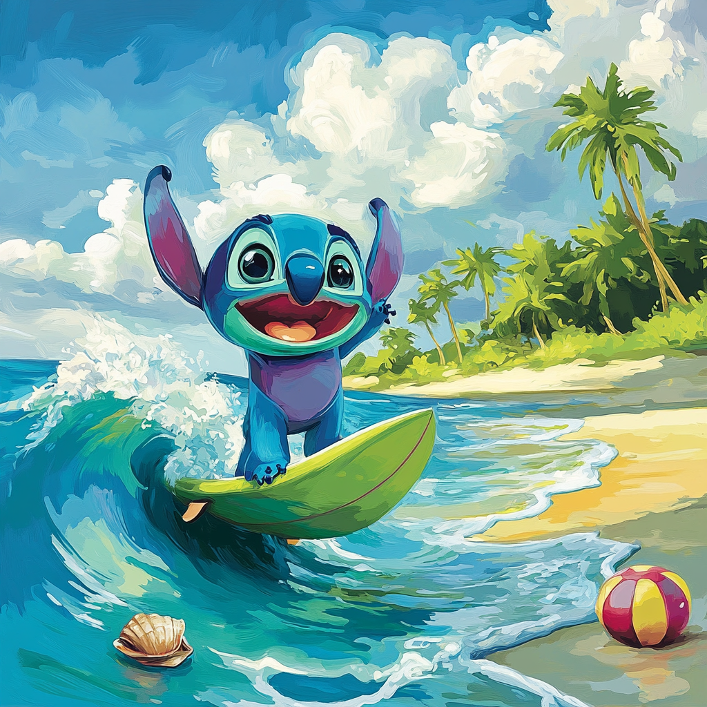 Stitch Tropical Cloud Surf Day paint by number