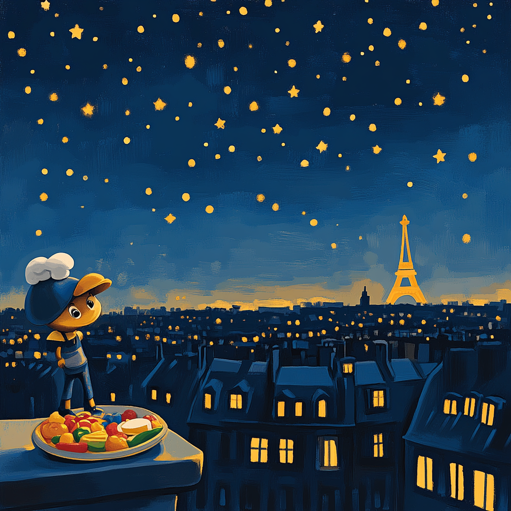 Remy Paris Rooftop Starry Snack Time DIY paint by numbers