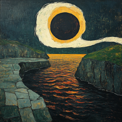 Edvard Munch Inspired Eclipse Over A Trembling Fjord paint by color