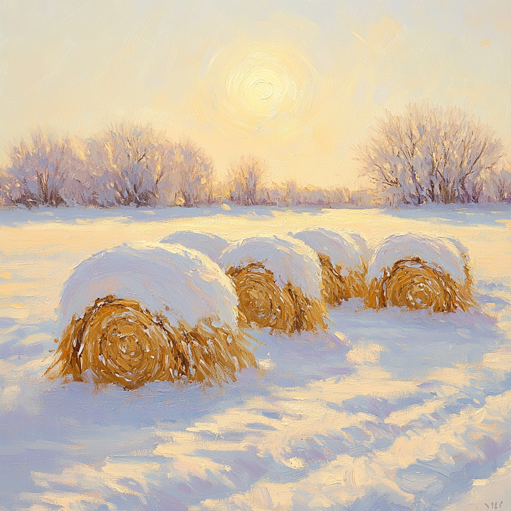 Claude Monet Inspired Solar Halo Over Winter Haystacks Numbered painting kits
