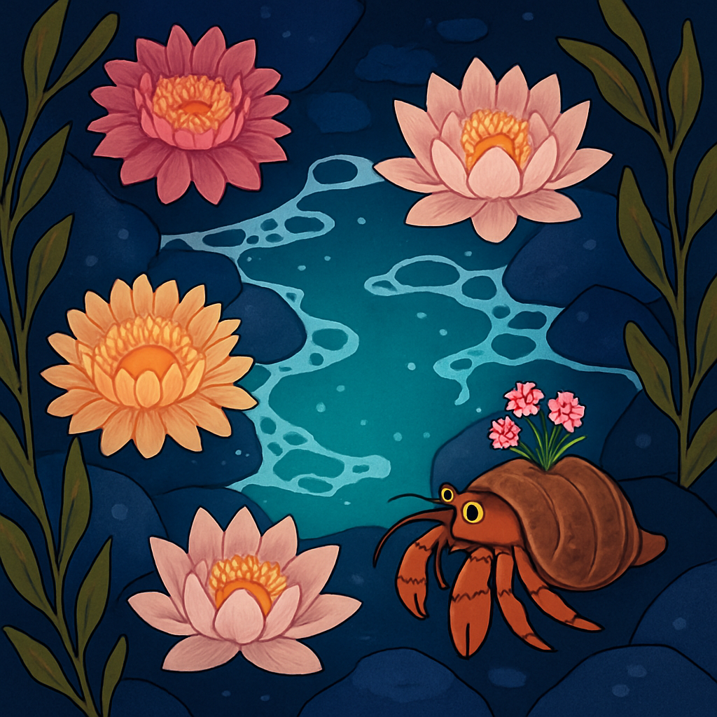 Moonlit Tidepool With Flowers Paint by numbers art