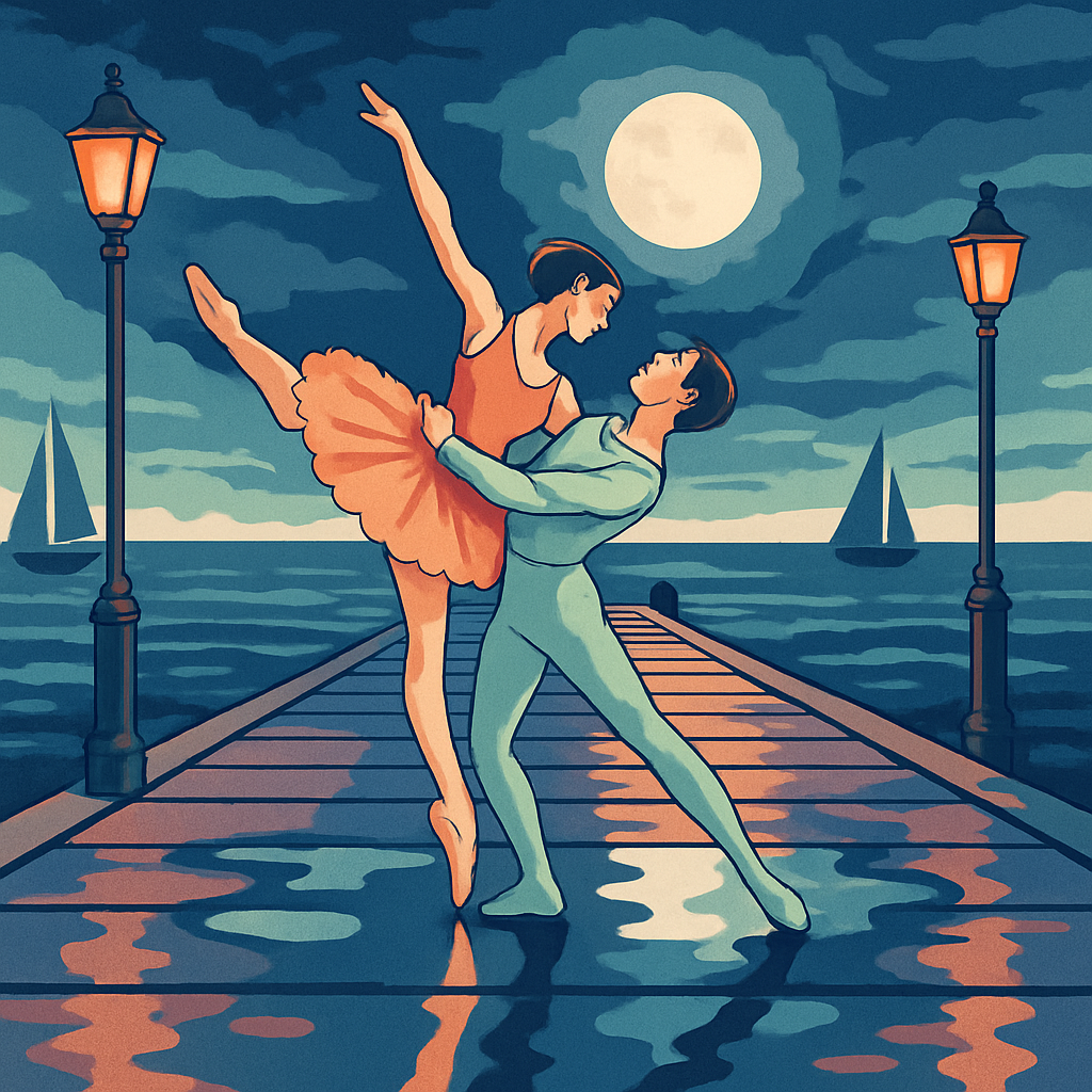 Moonlit Pier In Ballet Paint by numbers art