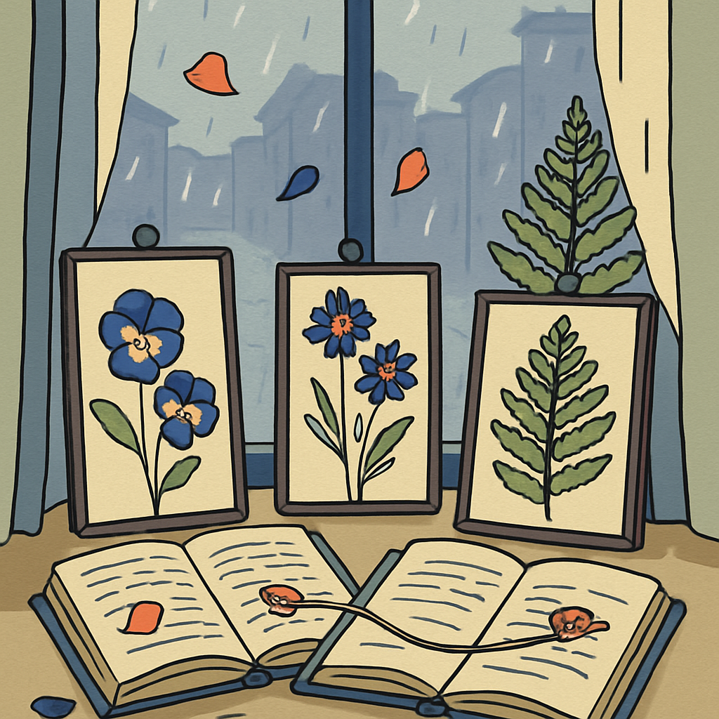 Library Window Still Life With Floral Pressings painting number kit