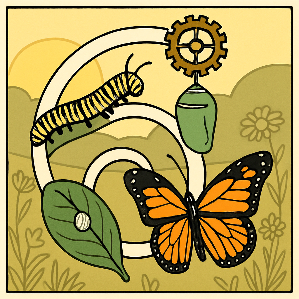 Metamorphosis Clockwork With Butterfly paint by color