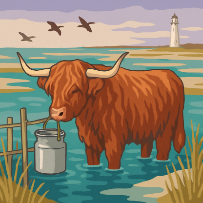 Moonlit Salt Marsh Cow Drift Painting by numbers kit
