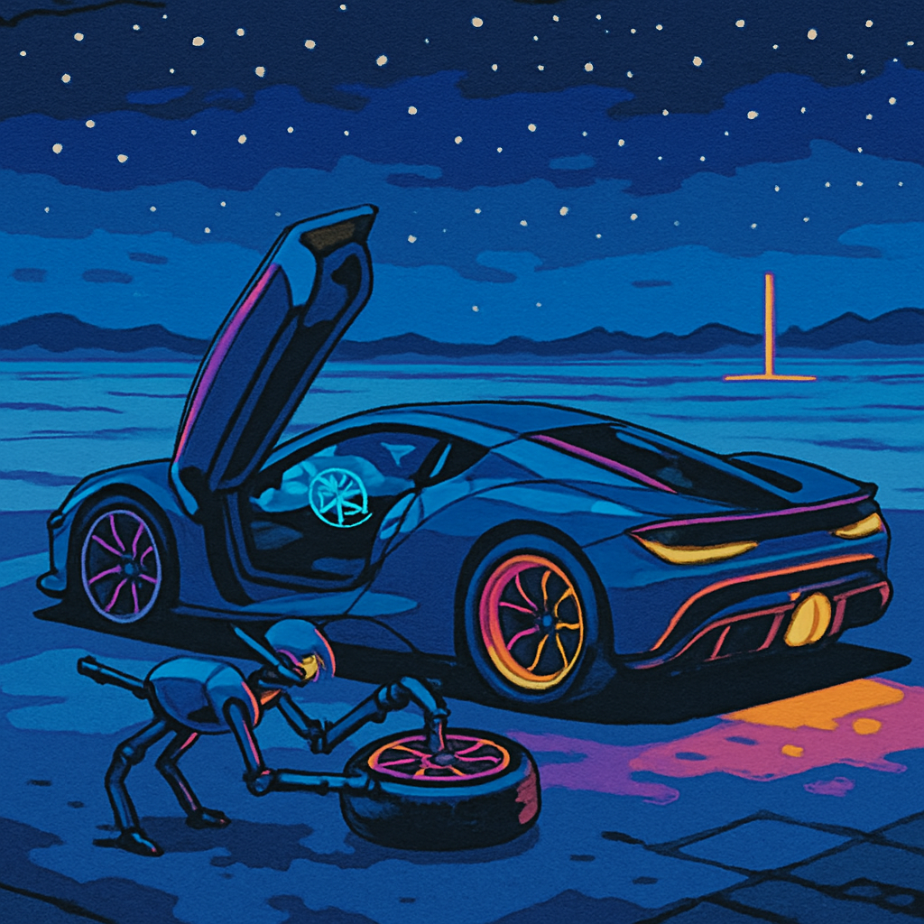 Midnight Pit Stop With Cars Hologram Dash Painting by numbers kit