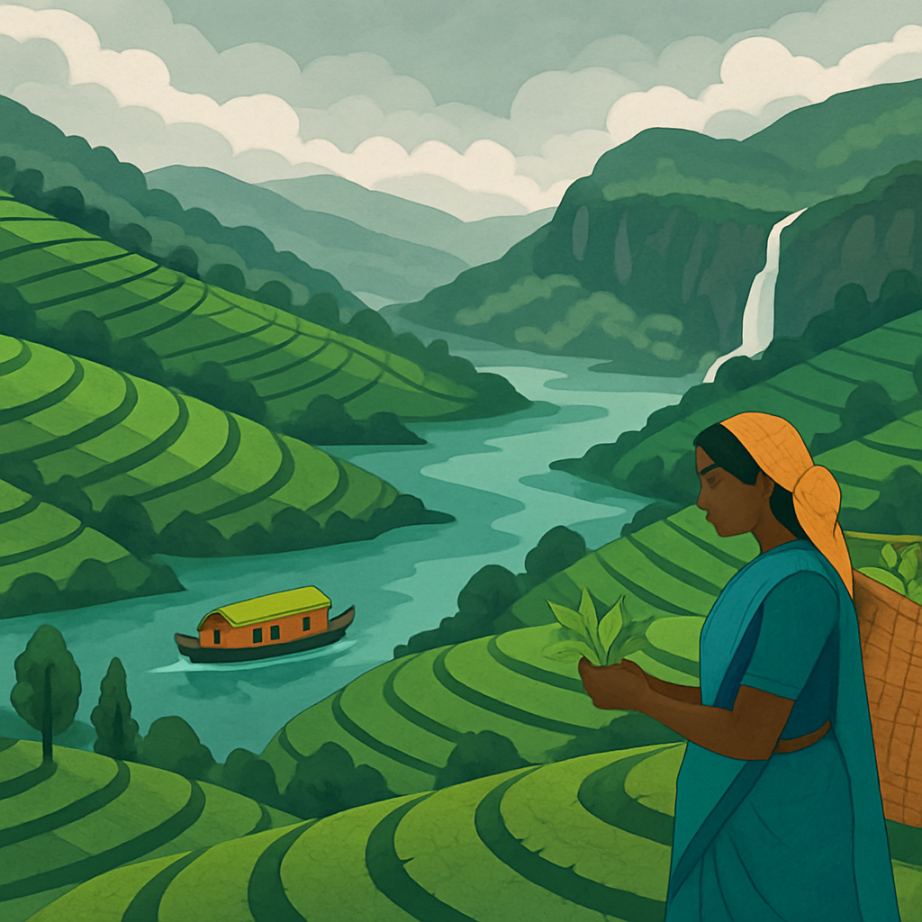 Monsoon Tea Terraces India Crafted paint by color