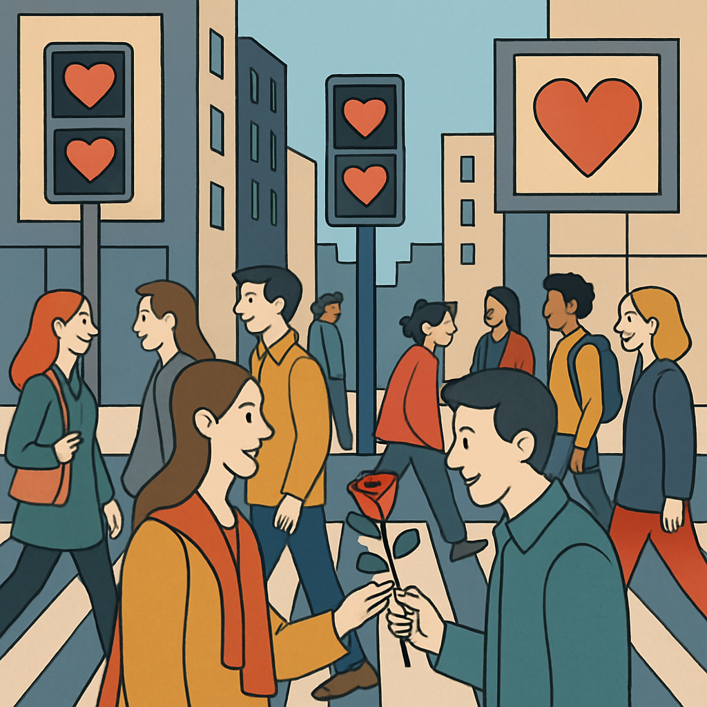 City Crosswalk Hearts On Valentines Day paint by number