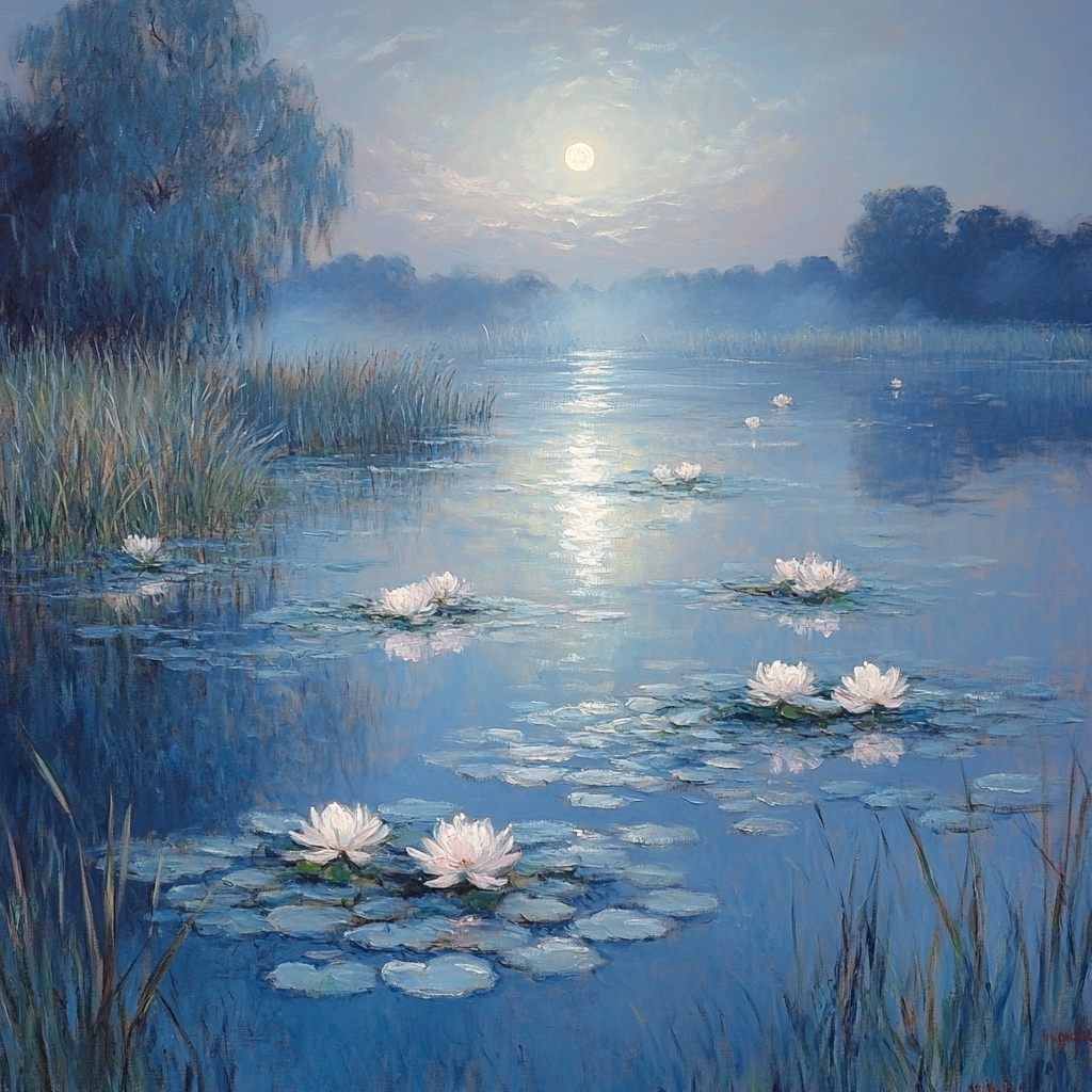 Claude Monet Inspired Water Lilies And Moonlight Numbered painting kits