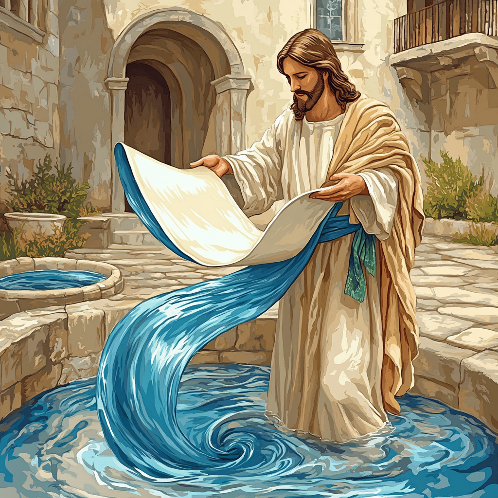 Jesus And The Scroll Of Living Water Number paintingJesus and the Scroll of Living Water - DIY Painting By Numbers Kit - Image 5