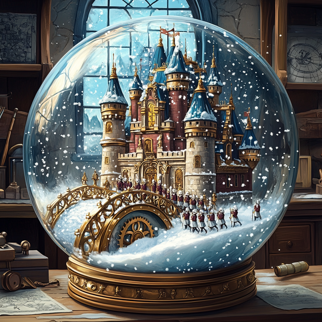 Castle Clockwork Snowglobe Citadel paint by numbers