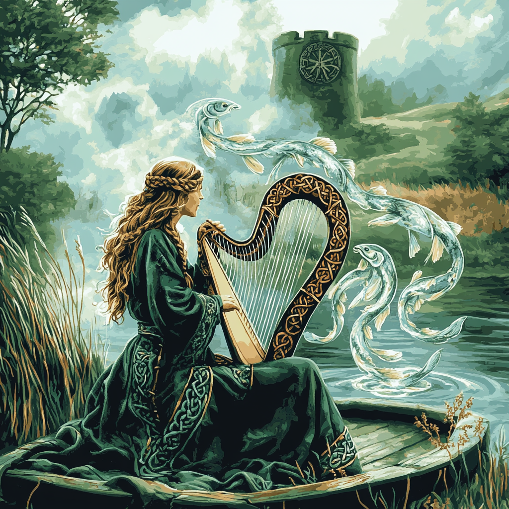 Harper With Celtic Knotwork Lullaby paint by color